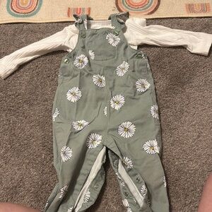 Carter's Green Floral Overalls Relaxed Fit